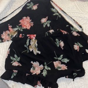 Floral crop and shorts set